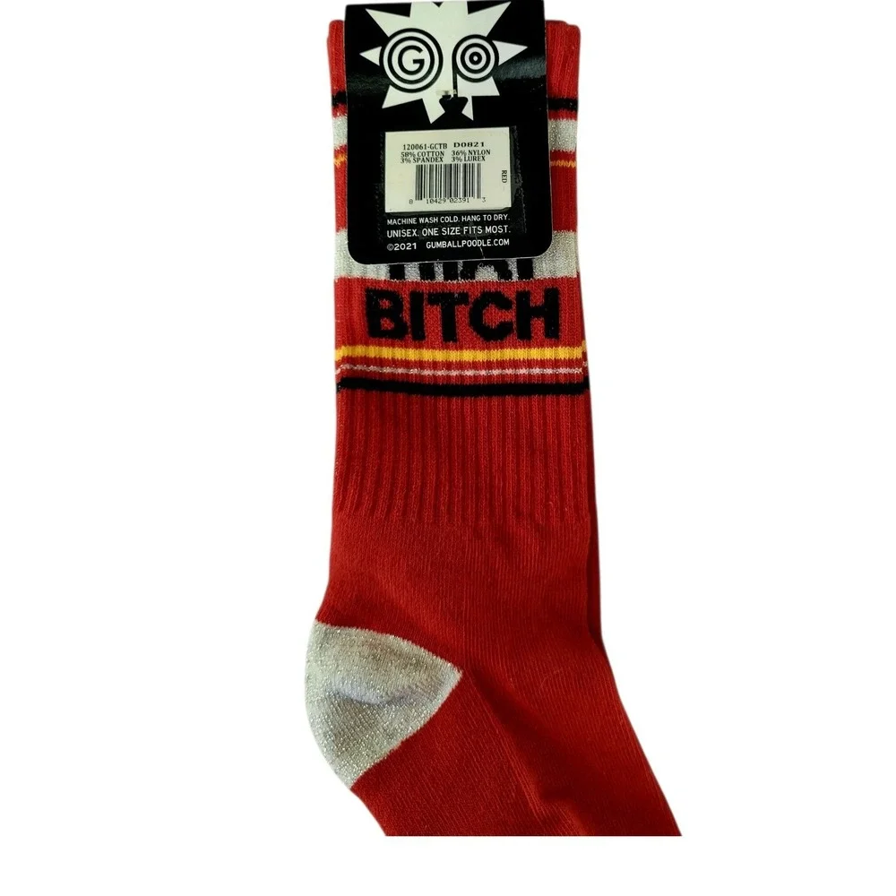 Gumball Poodle Red Graphic Novelty Socks OSFM